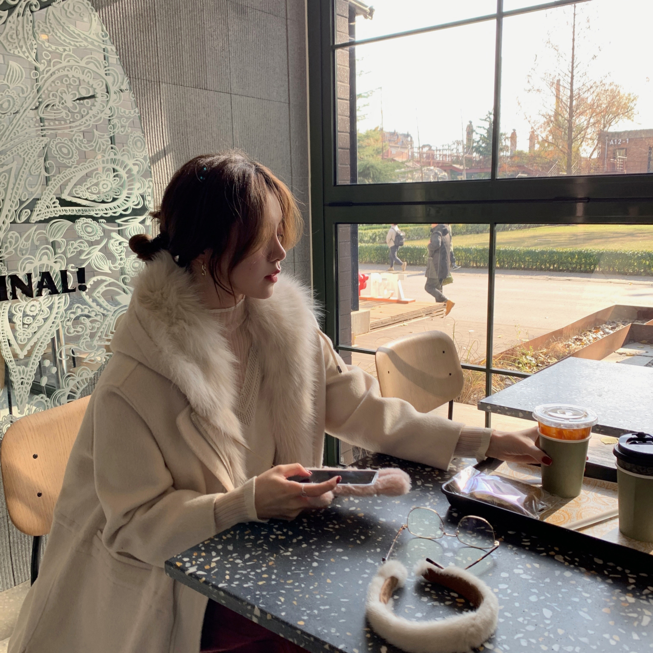 ASM ANNA◆【默认微瑕】狐狸小姐~连帽中长款大衣 时尚毛呢外套A7220