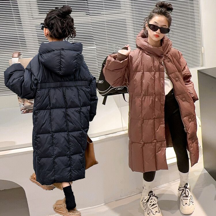 新品男女童冬季羽绒服保暖2023新款长款连帽加厚90鸭绒过0107