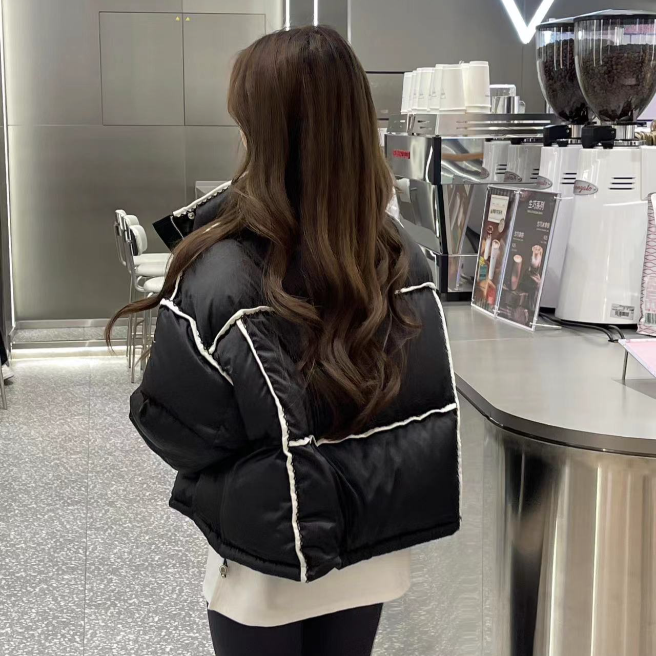 【大牌同款】【90白鸭绒】冬季设计师款时尚三防短款羽绒服小个子定制