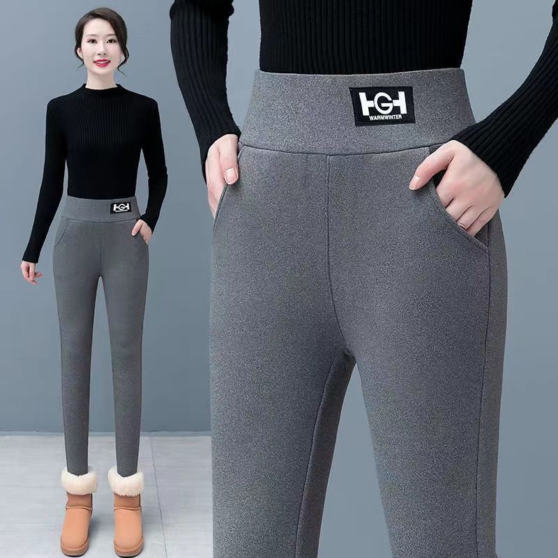 新款大码羊羔绒打底裤女冬季加绒女士高腰保暖德绒棉裤女加厚外穿