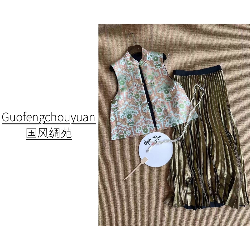 梦梦【铜钱貔貅】国风马甲新中式2024春装新款立领复古盘扣马甲