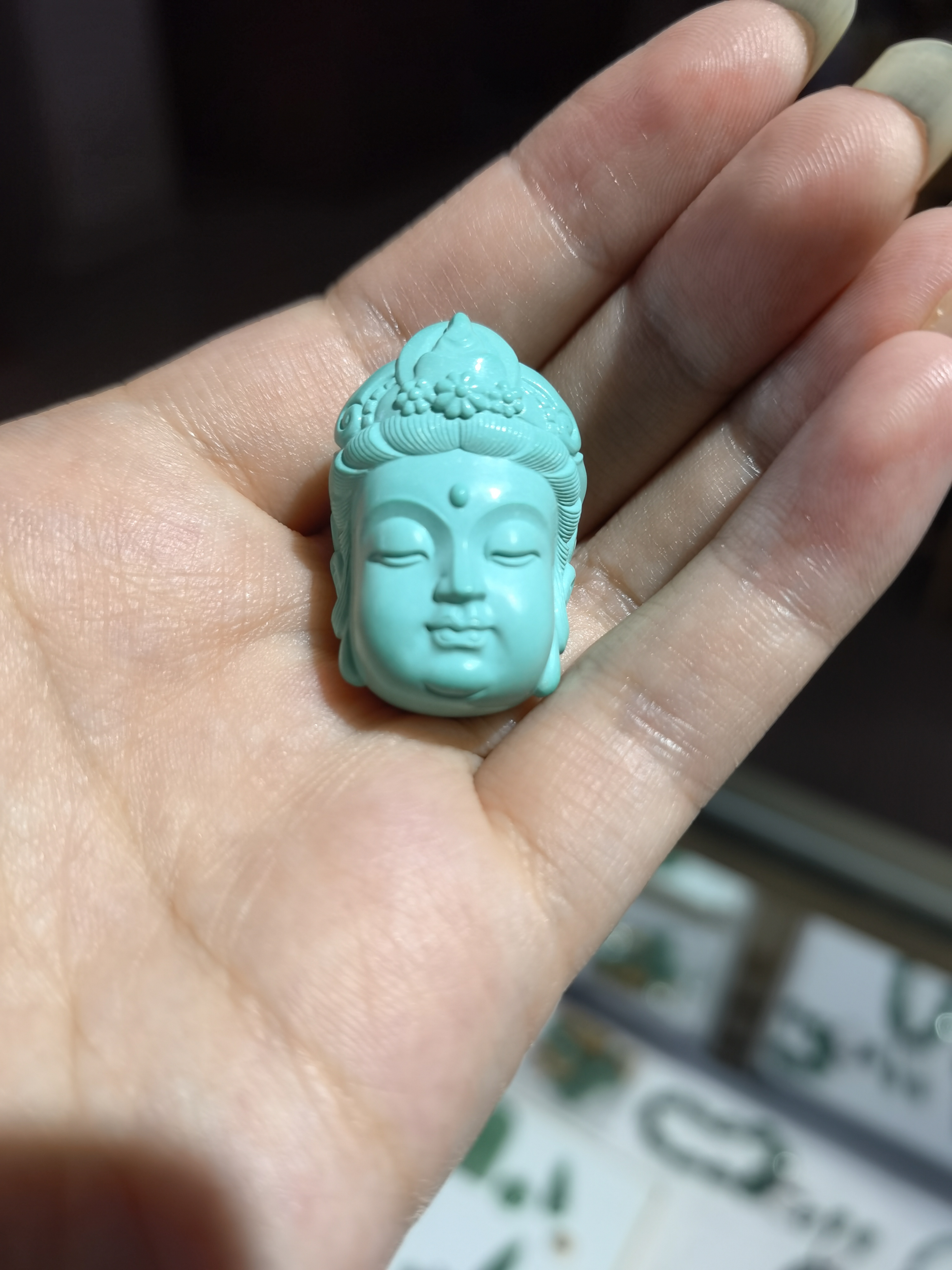 绿松石宝宝佛观音吊坠