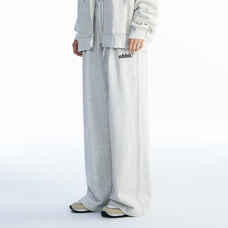 AHHH 刺绣logo美式街头复古卫裤女宽松休闲通勤直筒百搭运动裤ins