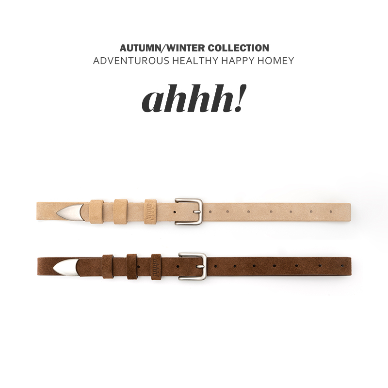 AHHH新款真皮压印logo金属皮带百搭休闲加长牛仔裤腰带男女通用