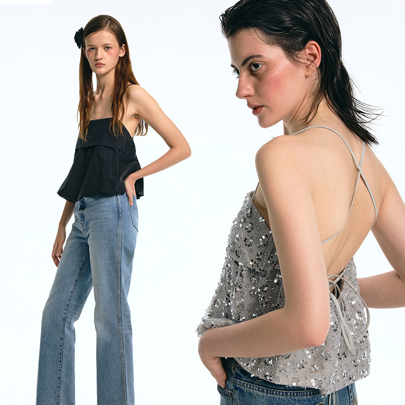 AHHH 亮片蛋糕摆抹胸吊带