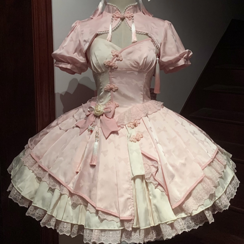 洛丽猫【现货】新中式Lolita 优雅八千春 复古华丽少女女装连衣裙