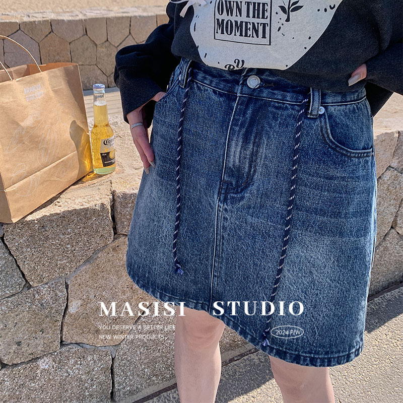 【宠粉回馈】马西西微胖mm水洗牛仔短裙裙子女冬大码宽松半身裙