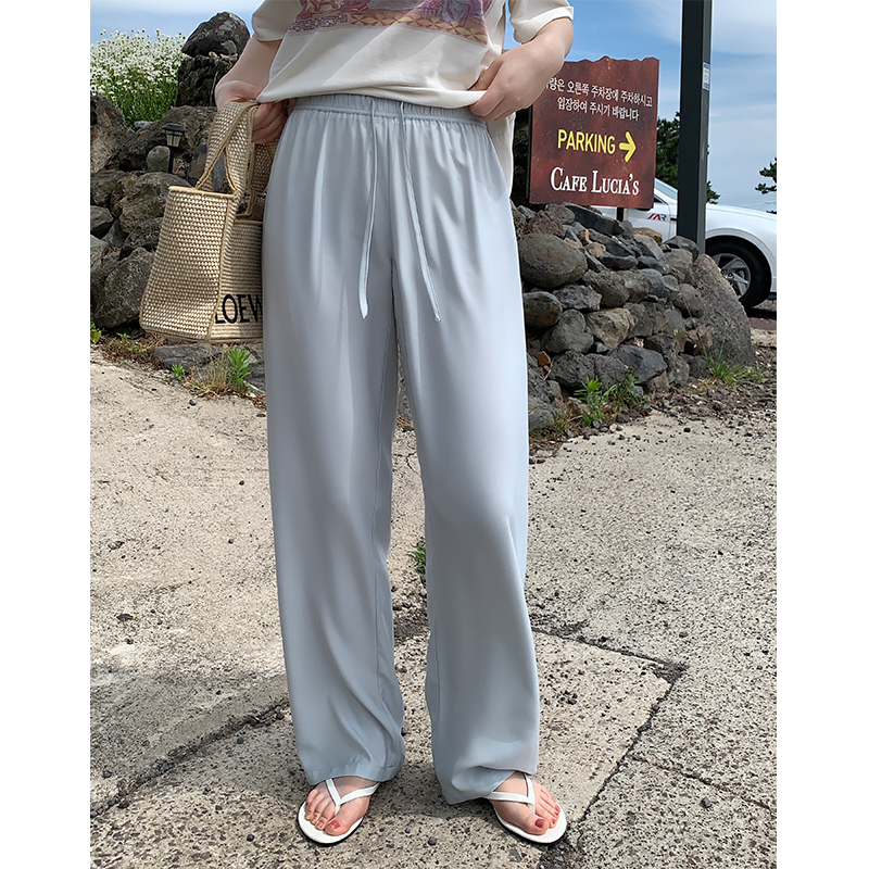 【宠粉回馈】马西西微胖缎面阔腿休闲裤女通勤直筒裤显瘦阔腿裤裤子