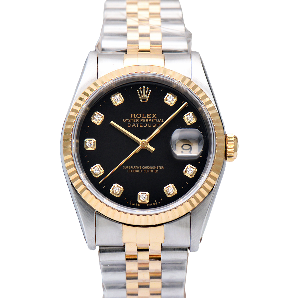 99新 Rolex/劳力士 日志16233间金黑盘后钻36mm自动机械男表