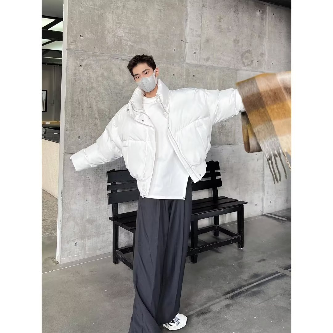 韩系短款立领面包服冬季新款男高级感廓形宽松加厚保