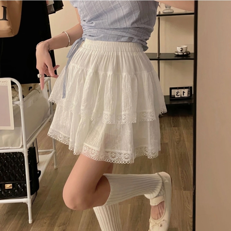 【福利款】MM韩版高腰仙女温柔夏季纯色网纱显瘦显腿长高级感蛋糕裙