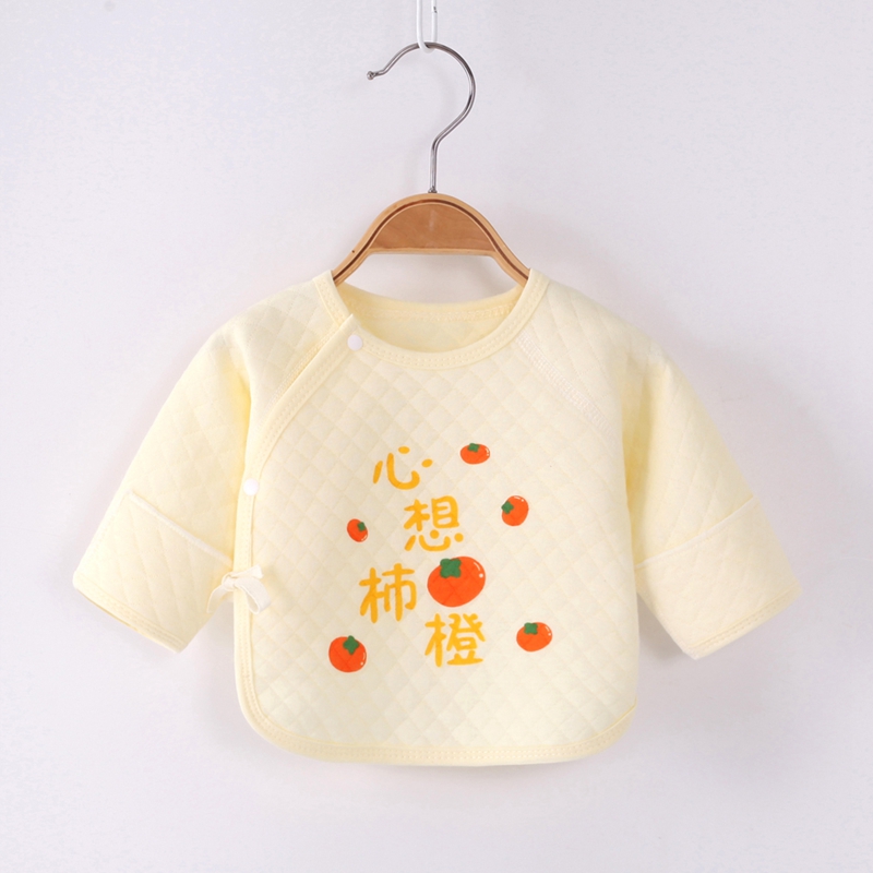 新生婴儿三层保暖半背衣初生系带男女宝宝单上衣0-3个月和尚服