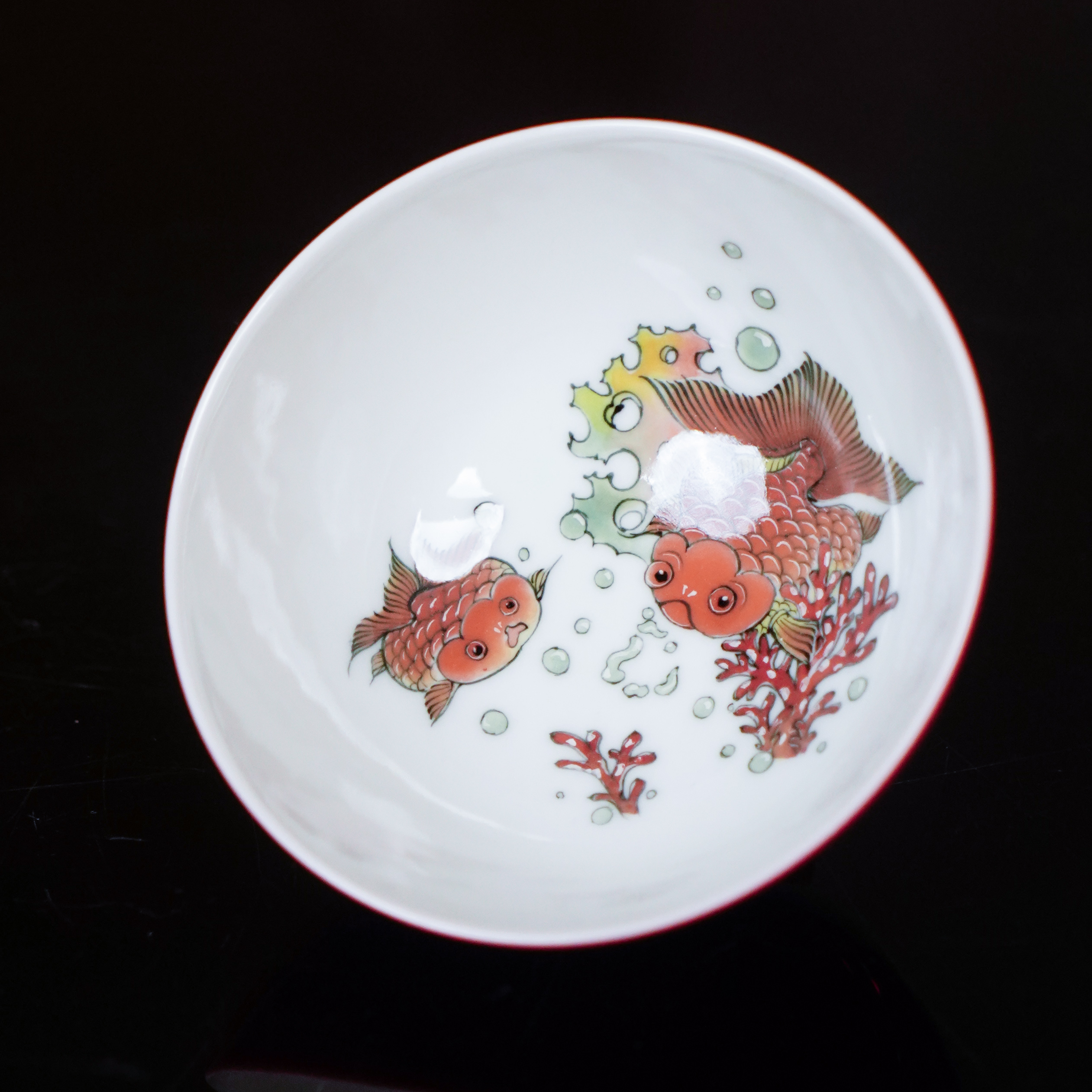 良朋  胭脂红内绘五彩鱼杯 手工茶具茶杯纯手工专用 LP8384