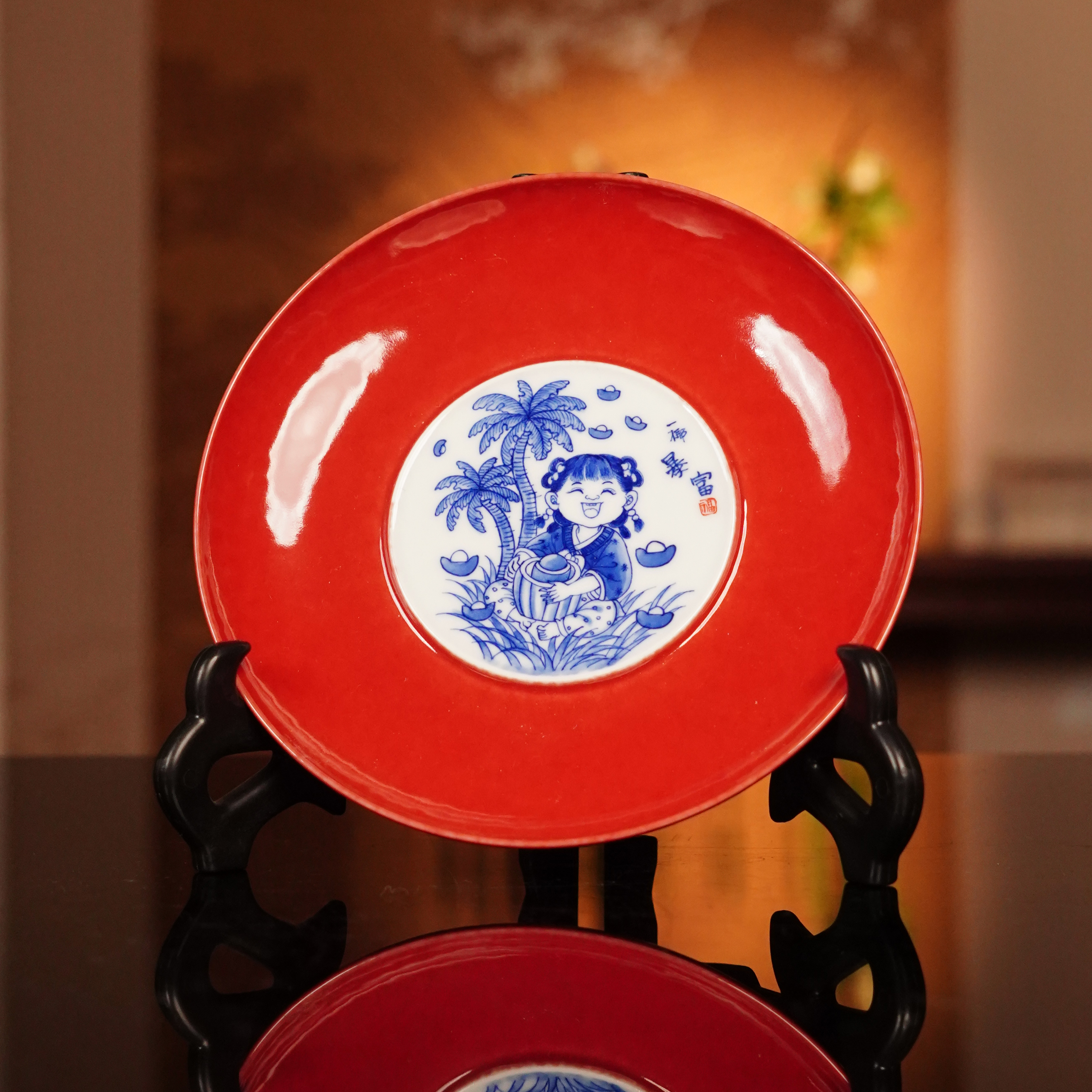 良朋   童子暴富壶承  茶具茶杯纯手绘陶瓷手工 