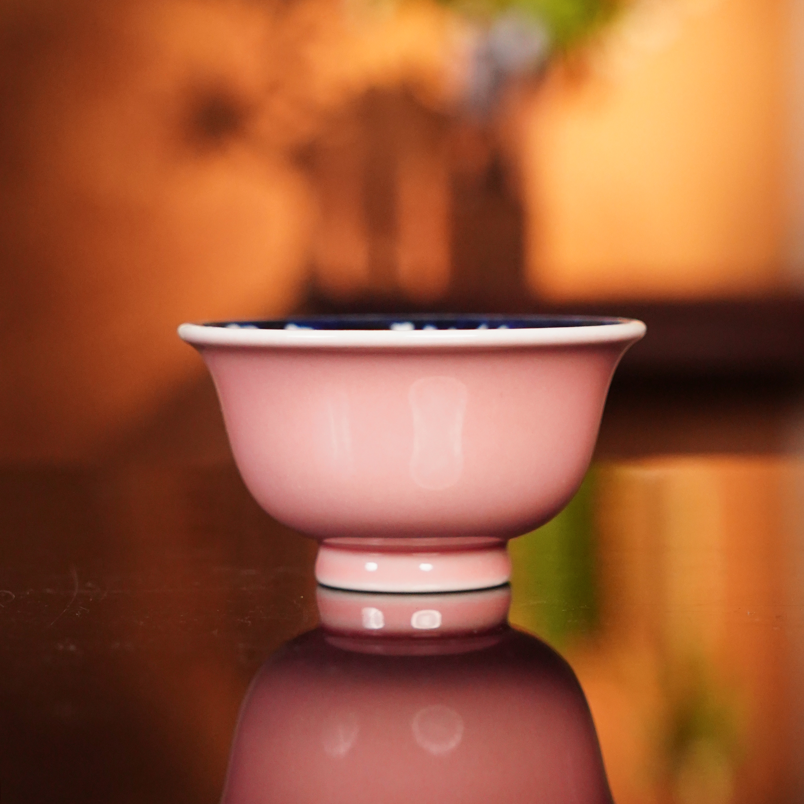 良朋  桃粉内绘露露连升小压手杯  茶具茶杯纯手绘陶瓷手工LP8401