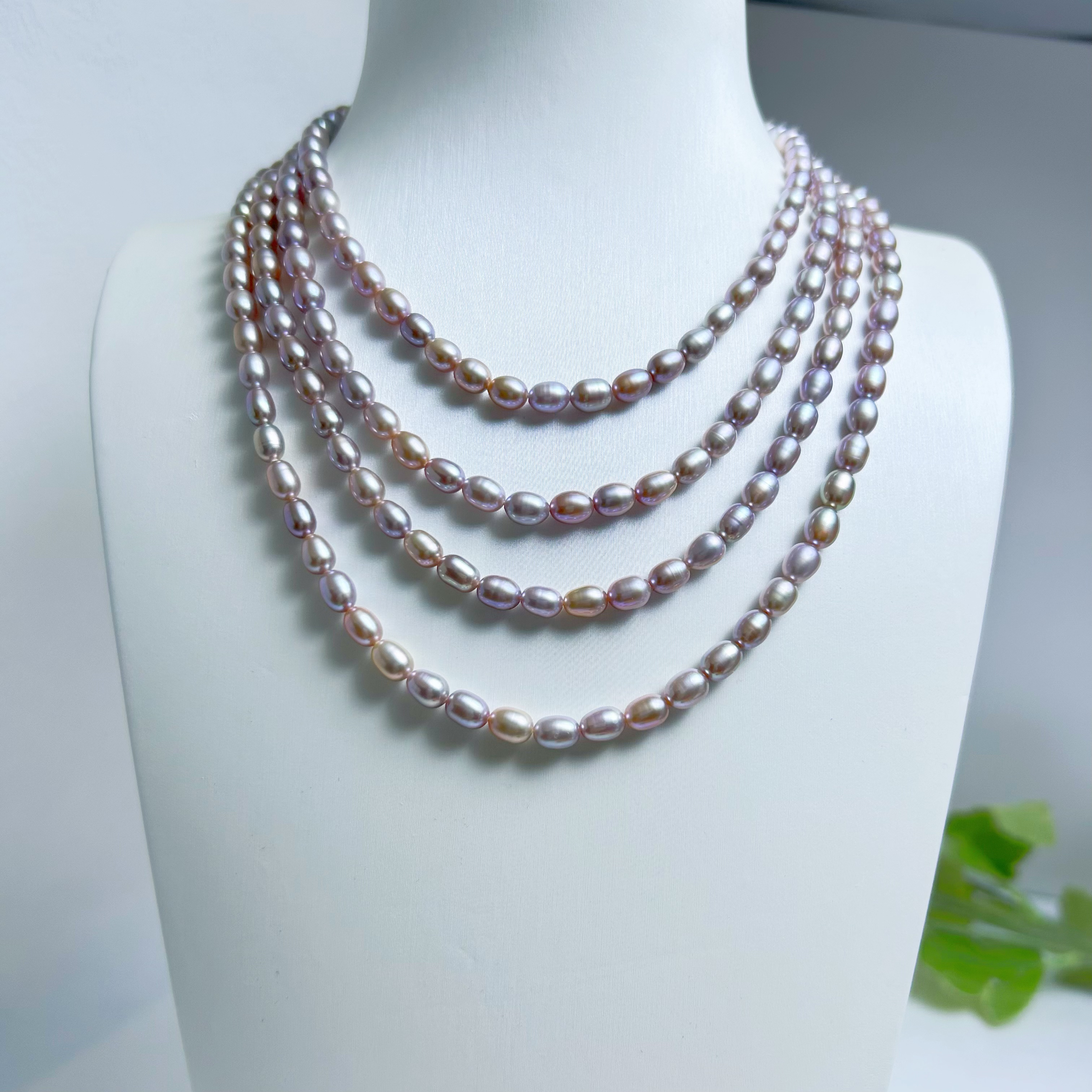 特选5-5.5mm无核珍珠毛衣链 紫色 时尚气质 一款多戴毛衣链 160cm