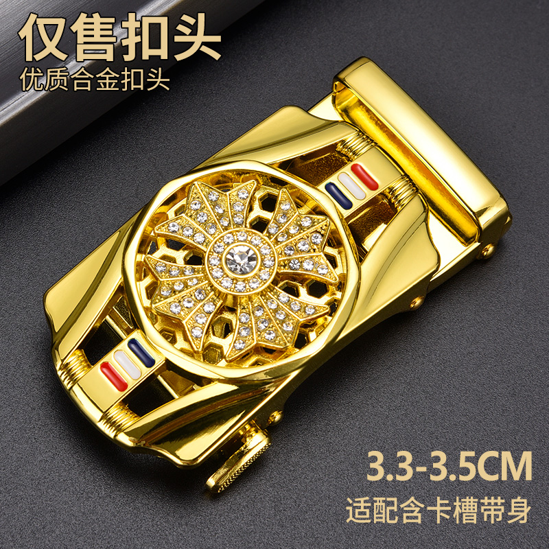 时来运转皮带头男士自动扣防磨镶钻合金头裤带头韩版腰带扣3.5cm