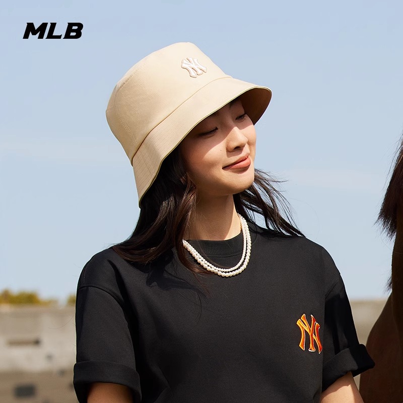 MLB男女情侣平顶渔夫帽子运动时尚遮阳帽休闲秋冬新款3AHT7804N