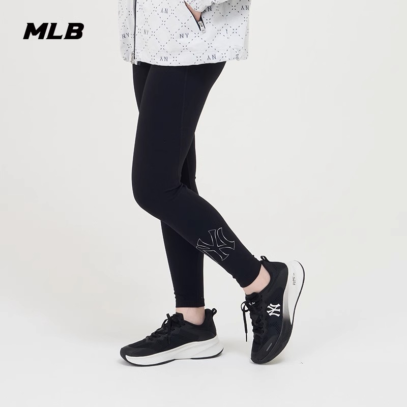 MLB女子运动大LOGO紧身裤镂空印花健身裤NY时尚休闲跑步3FLGB0134