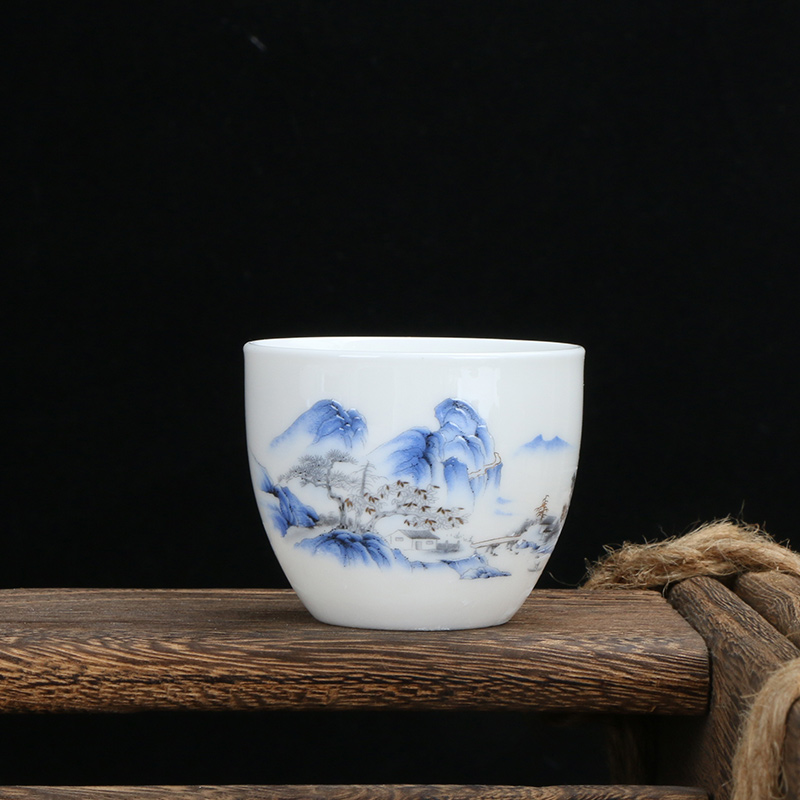 茶杯茶具手工羊脂玉茶杯家用创意陶瓷杯客杯对杯