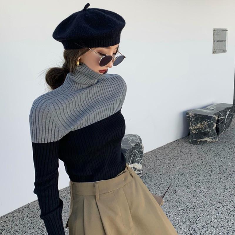 高领别致打底毛衣女内搭秋冬高级感上衣独特设计感小众修身针织衫