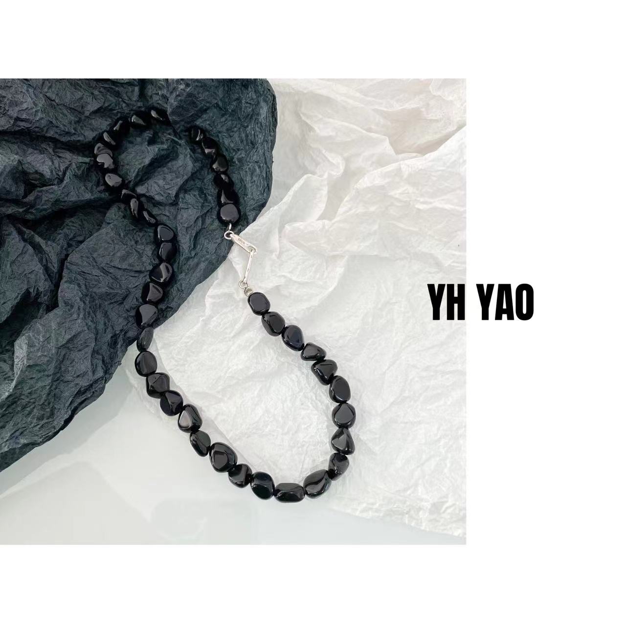 YH·YAO/姚雨何 链子925银莫桑石 小众设计师款纯黑色项链