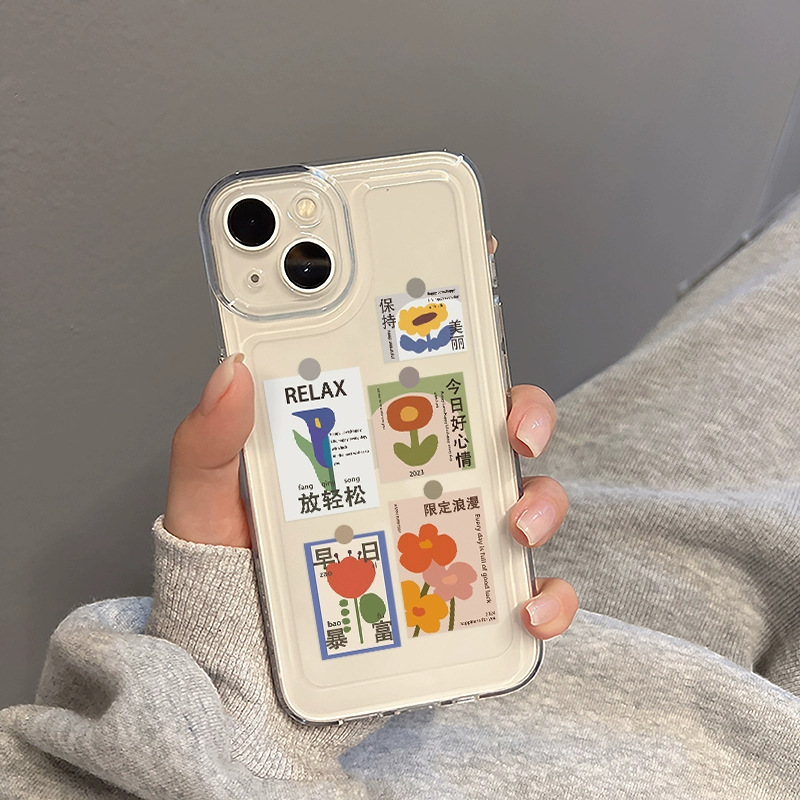 适用苹果13手机壳iphone14promax新款高级感花朵透明11pro软硅胶x