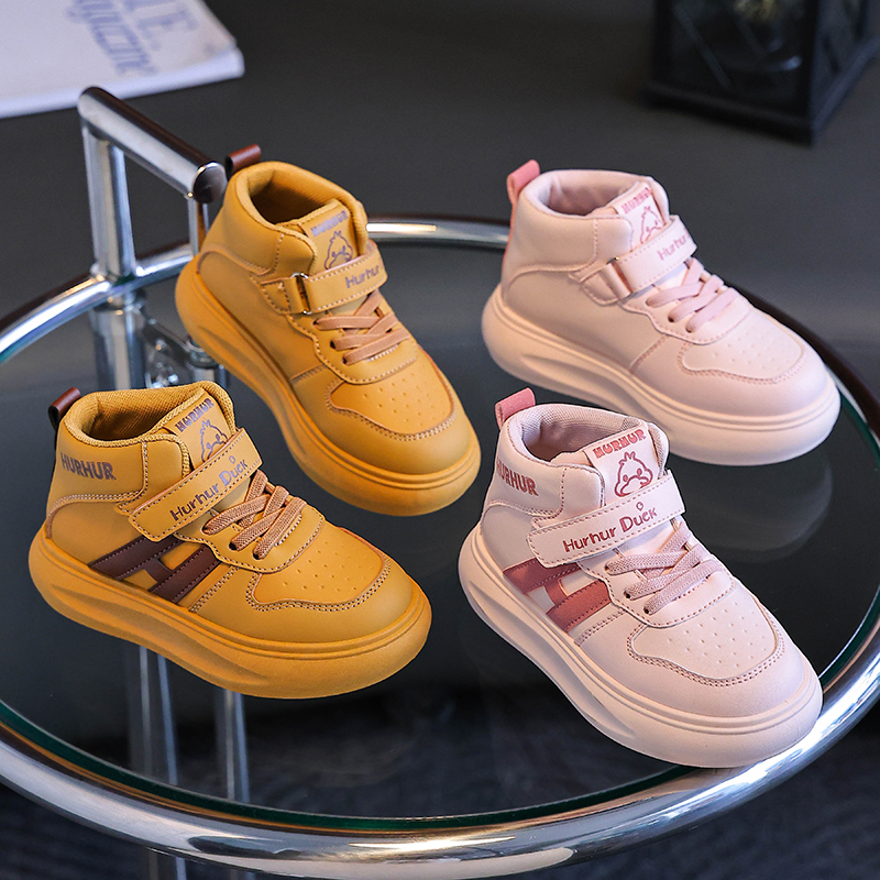 2025春季儿童高帮运动鞋软底防滑休闲百搭时尚男女童校园轻便板鞋