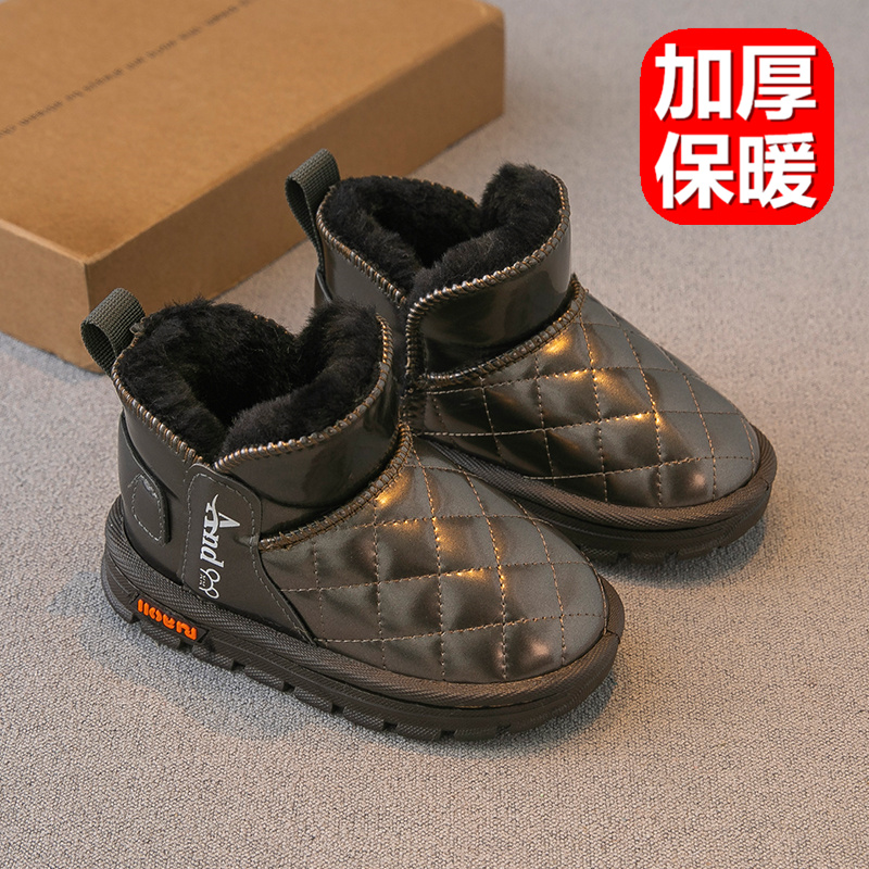 儿童雪地靴冬季防水男女童时尚靴子宝宝加绒保暖棉鞋小孩防滑短靴