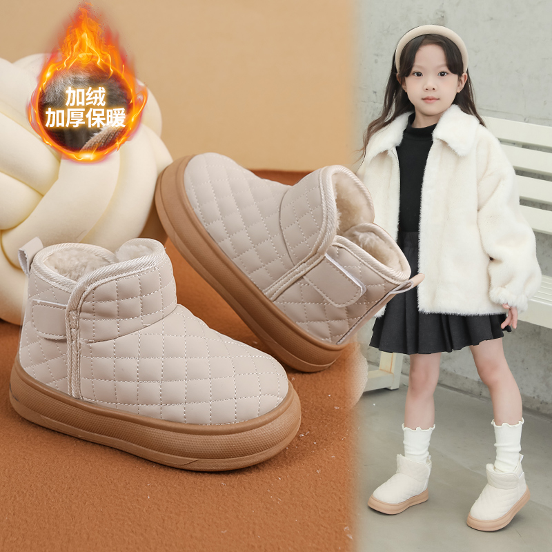 小宝宝大棉靴冬季加绒保暖男童韩版百搭软底防滑防水儿童雪地靴子