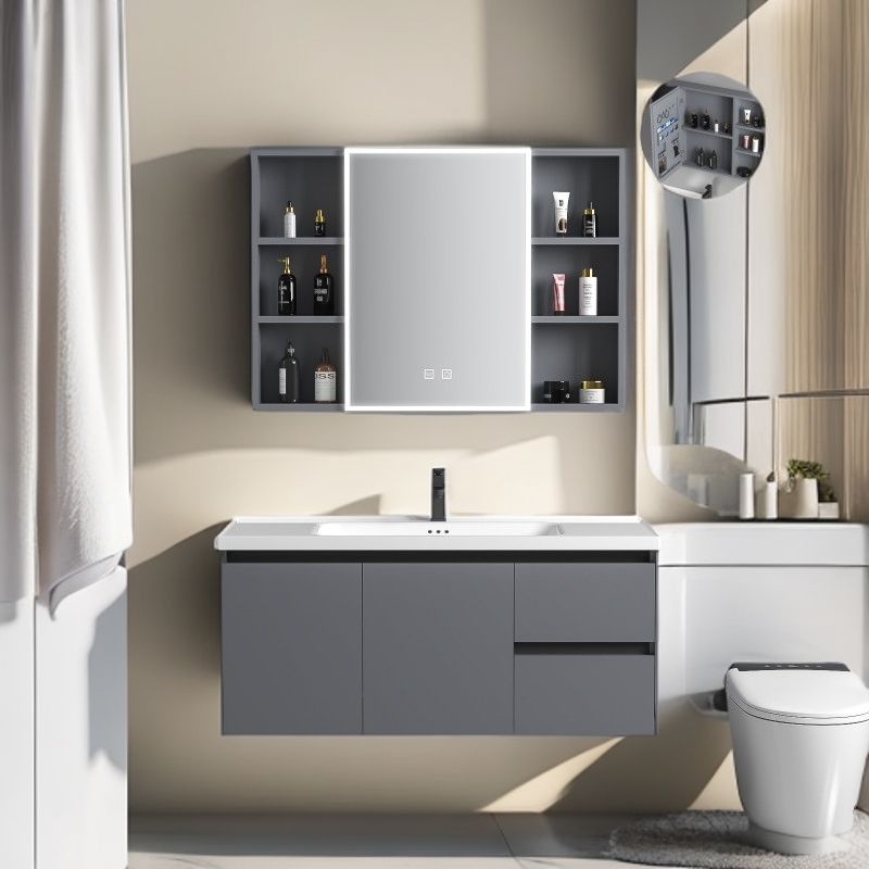 焕新家卫生间星空灰双抽屉浴室柜陶瓷一体盆卫浴柜洗手台盆柜组合