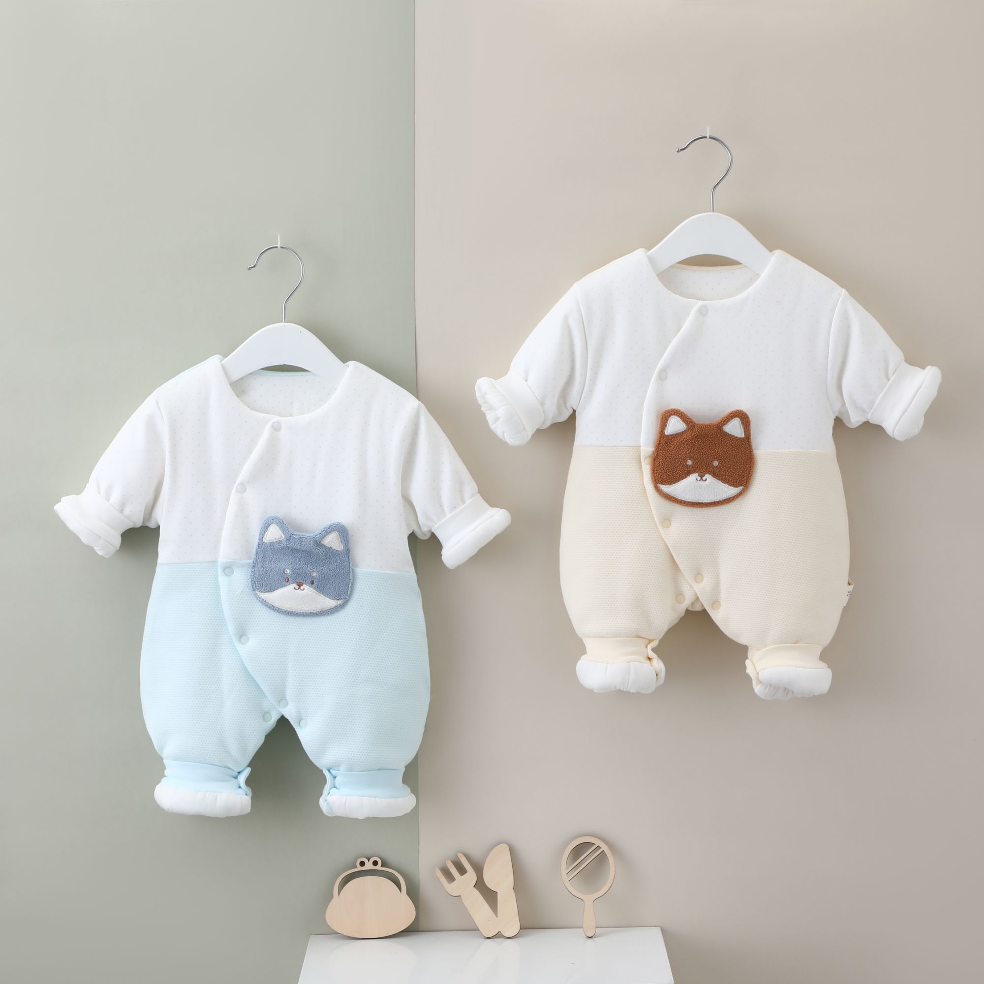 （胖米定制）新生儿深冬200克厚棉蝴蝶衣连体衣纯棉无骨