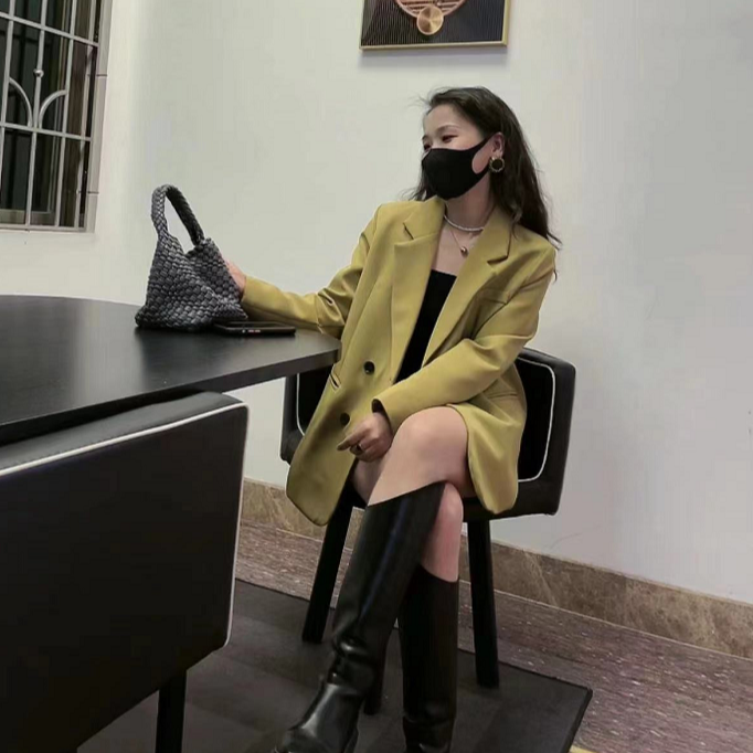 【口袋精灵】2025春秋韩版宽松个性炸街西装外套设计时尚西服女纯色