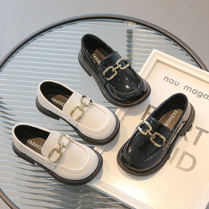 皮鞋2024年春季新款时尚圆头英伦单鞋软皮软底男女童鞋潮