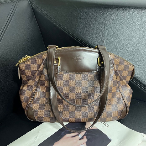 95新 LouisVuitton/路易威登 捐金沉珠/棋盘格小号饺子包单肩