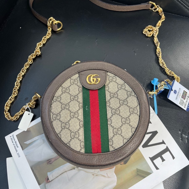 95新 GUCCI/古驰 捐金沉珠/古驰/Gucci/ophidia圆饼包
