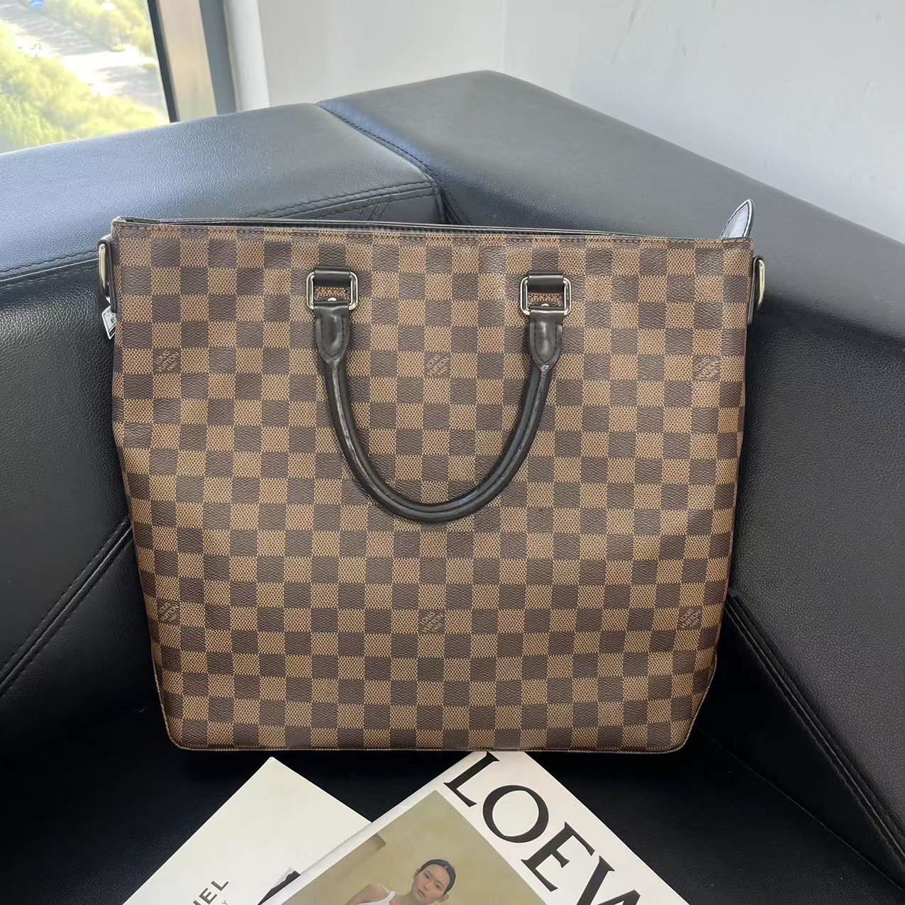 95新 LouisVuitton/路易威登 捐金沉珠/路易威登/LV/棋盘格手提包