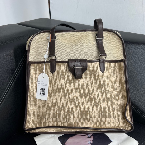 95新 Hermes/爱马仕 捐金沉珠/中古帆布托特包