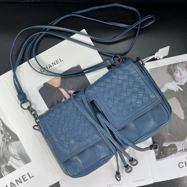 95新 BOTTEGA VENETA/葆蝶家 捐金沉珠/Bv蓝色单肩包