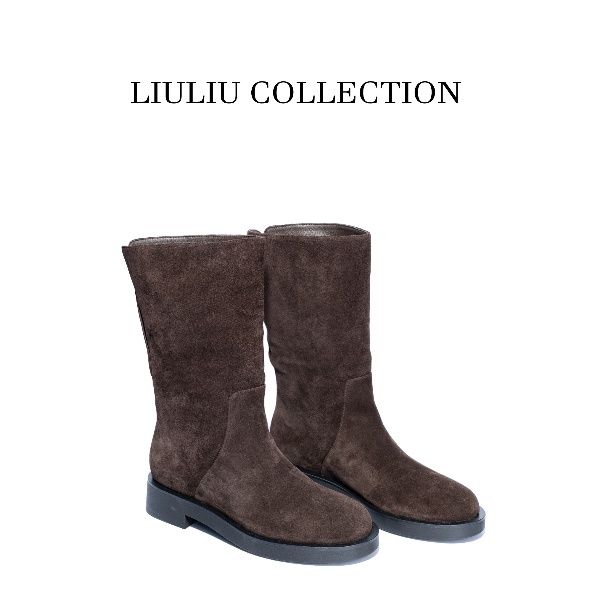 手工烟筒靴真皮中筒复古骑士靴单靴  跟高4公分 U211