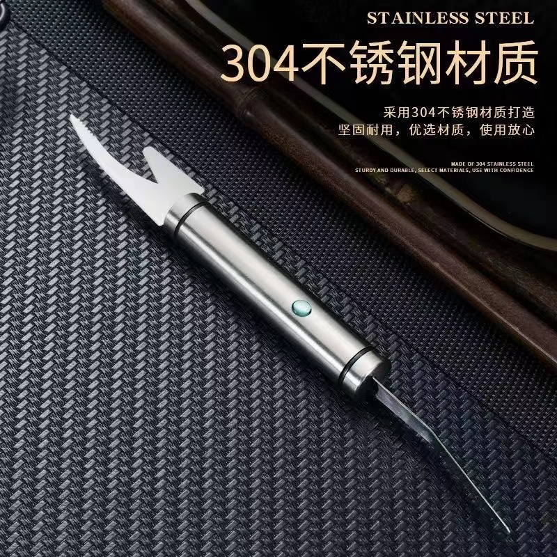 多功能不锈钢去虾线刀双头虾刀剥虾仁厨房剖鱼肚刀具挑鱼肠器
