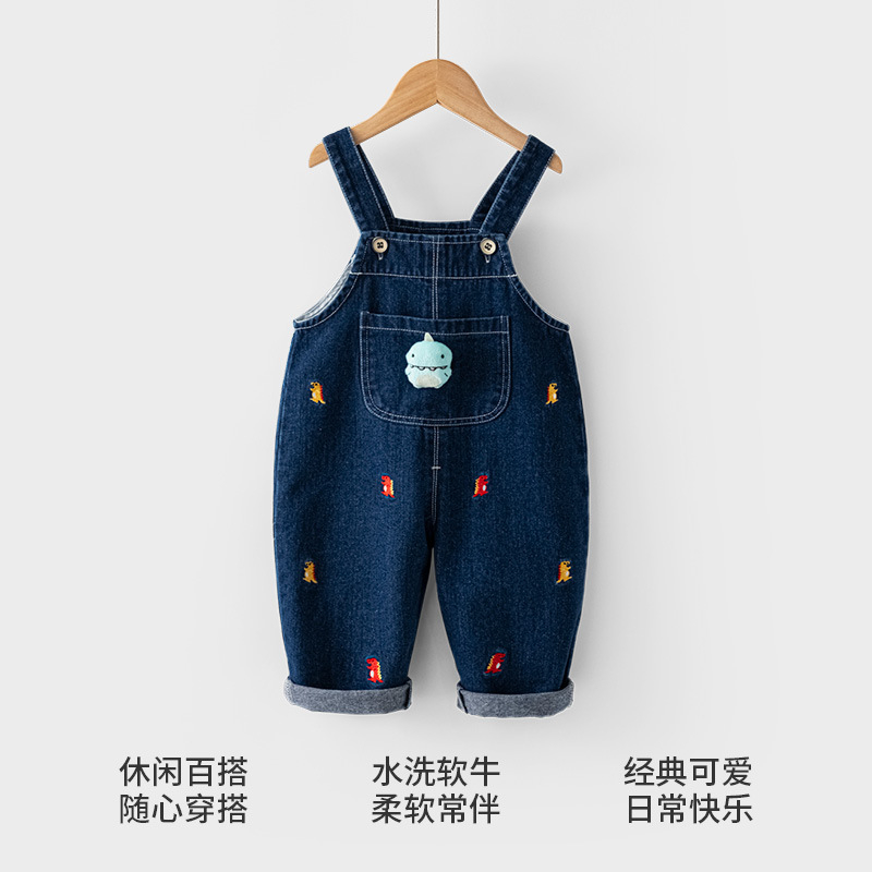 牛仔背带裤春秋款2025小童洋气可爱吊带长裤婴儿外出裤子5957