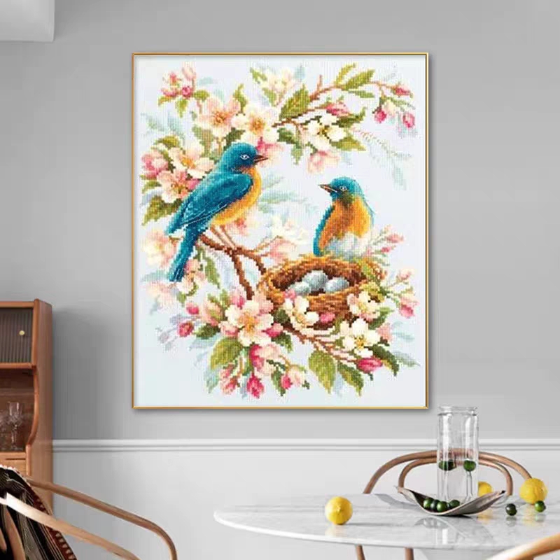 珍爱十字绣 春季花鸟 新款非满绣有勾边38色