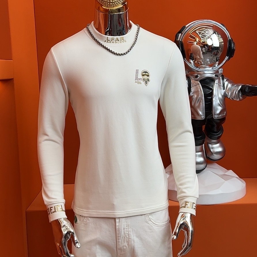 【半高领长袖】欧货超柔软磨毛打底衫长袖秋冬男装中高领T恤9801