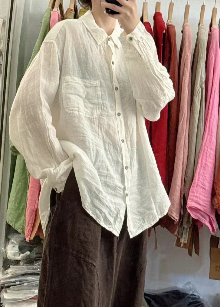 慵懒痞帅复古砂洗亚麻衬衫
