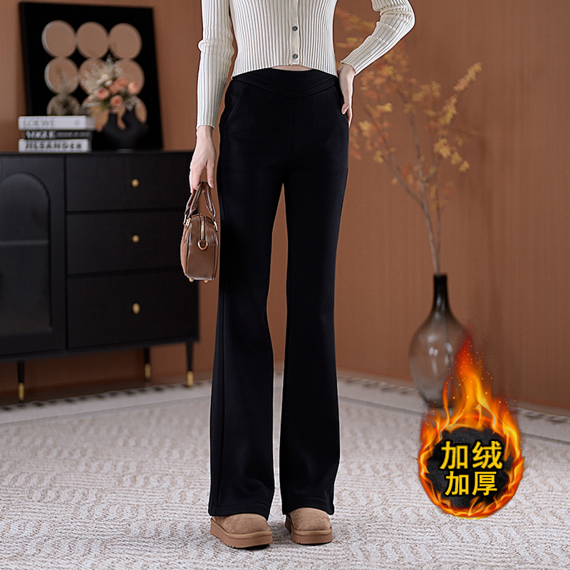 【清仓】修身微喇裤女洋气显高显瘦冬季加绒加厚裤子小个子百搭