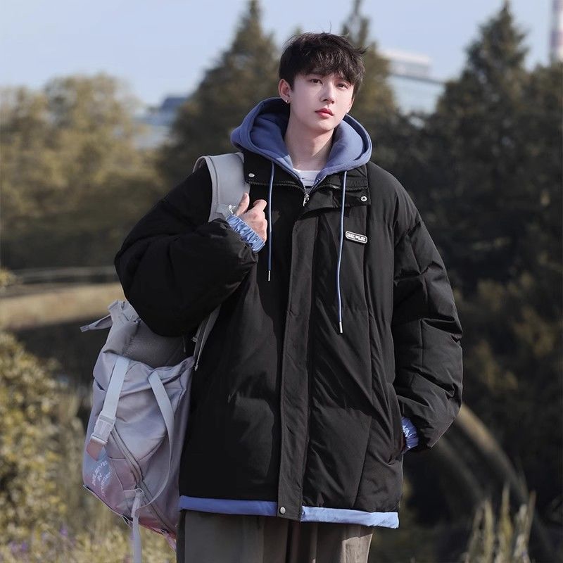 羽绒服2023新款正品爆款假两件衣男款季加绒加厚情侣装袄男