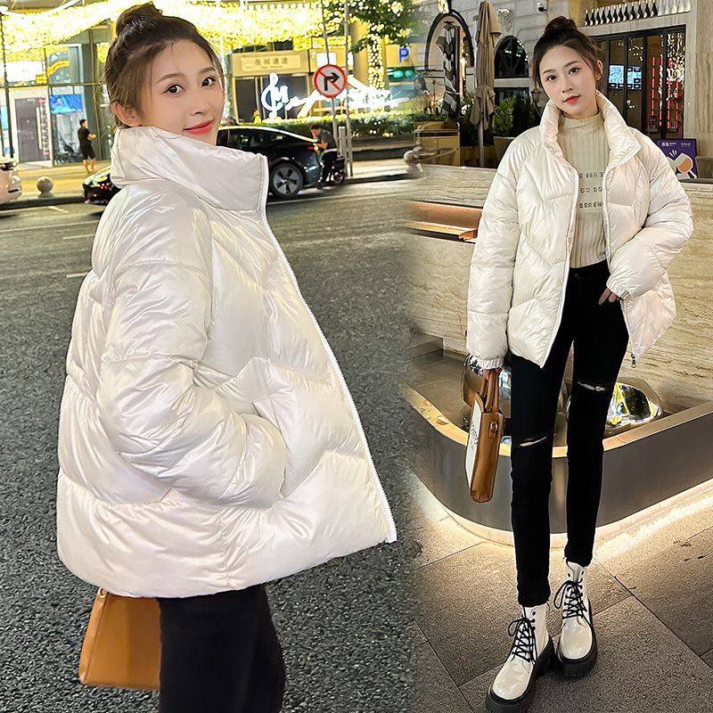 羽绒服2023新款正品爆款羽绒衣女士女款短款立领季韩版亮面