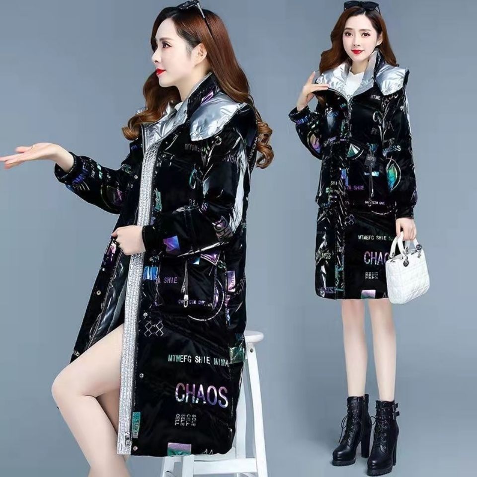 羽绒服2023新款正品爆款季亮面时尚免洗加厚羽绒女士女款中