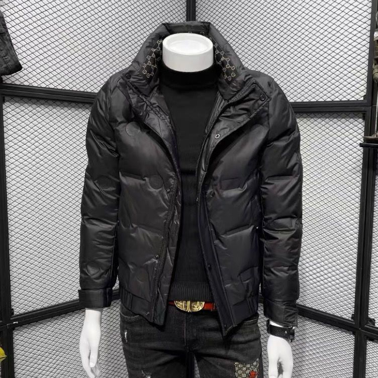 羽绒服2023新款正品爆款男款士羽绒年轻薄加厚短款立领压花